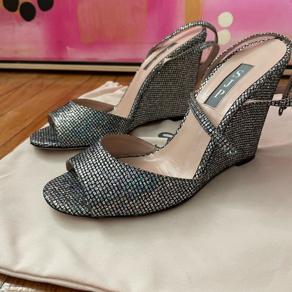 SJP (Sarah Jessica Parker) Glitter Wedge “Boca” Sandals (size 37.5) - Picture 2 of 14